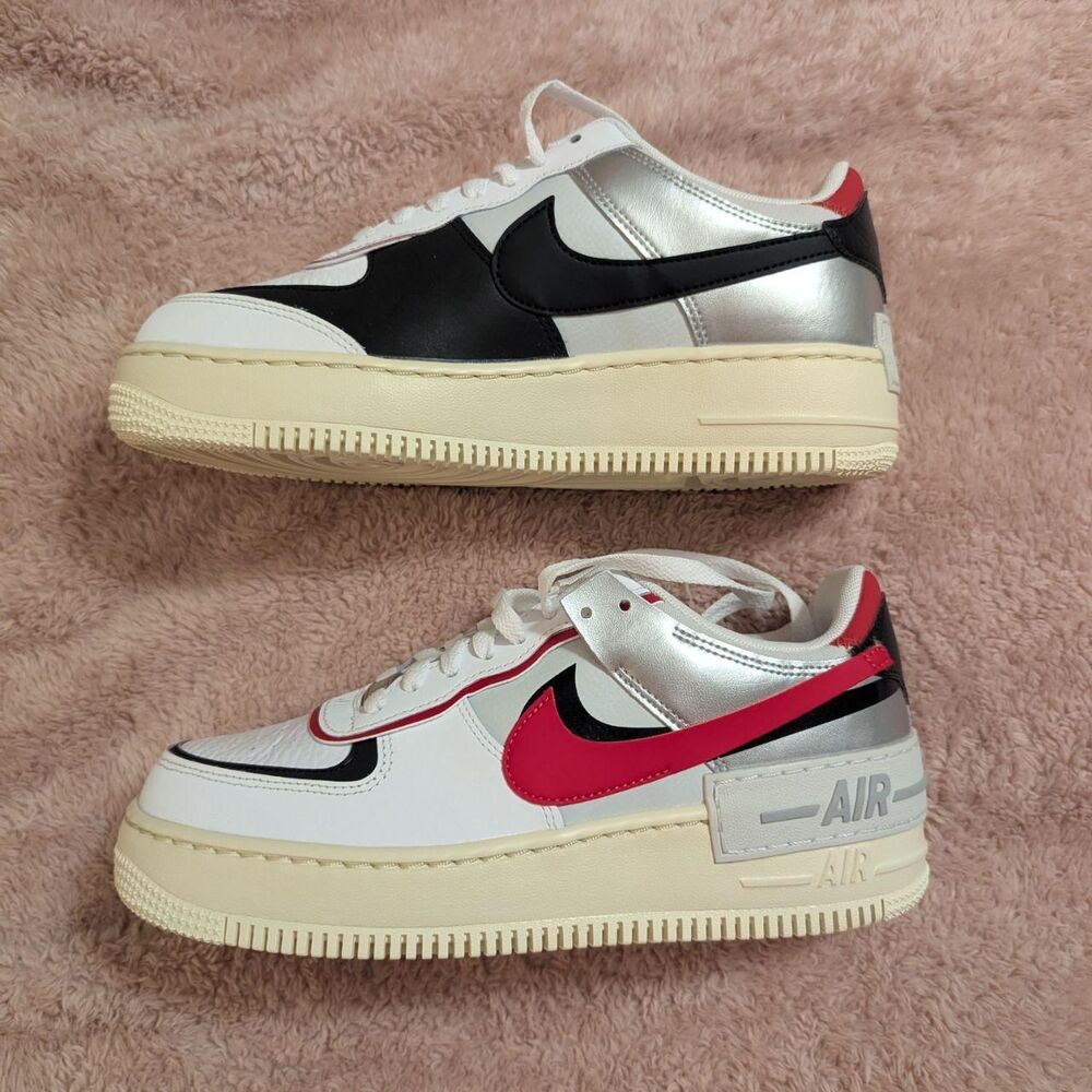 Nike Air Force 1 Shadow - White / Silver / Gym Red (Women's 8.5) - Picture 3 of 8